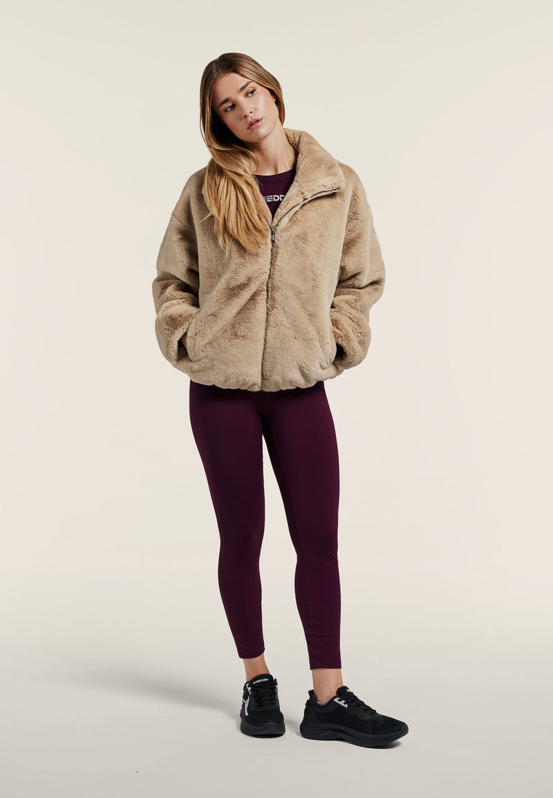 Carica immagine in Galleria Viewer, Giacca Donna in Pelliccia Sintetica con Zip e Collo Alto
