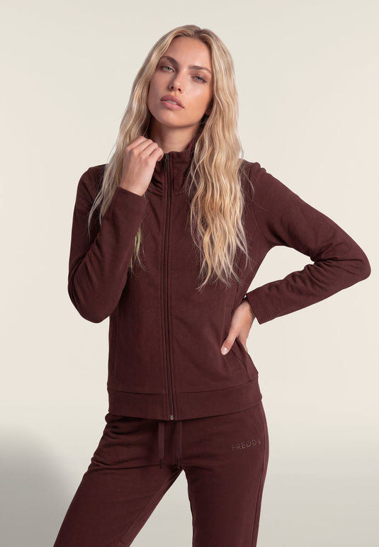Tuta Sportiva Donna con Zip, Collo Alto e Dettagli in Strass