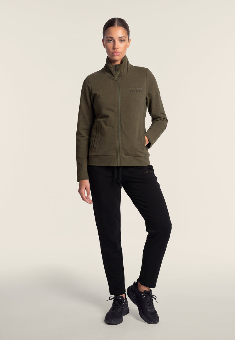 Carica immagine in Galleria Viewer, Tuta Sportiva Donna con Zip, Collo Alto e Dettagli in Strass
