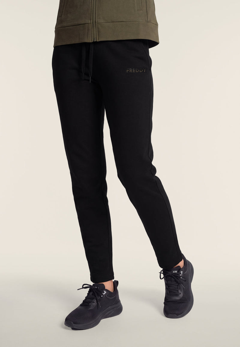 Carica immagine in Galleria Viewer, Tuta Sportiva Donna con Zip, Collo Alto e Dettagli in Strass
