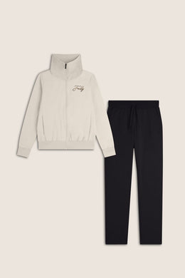 Tuta donna in felpa con zip e ampio collo in costina