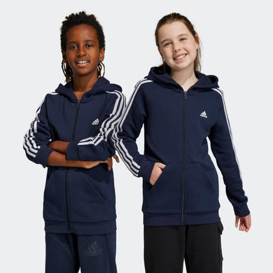 Felpa con cappuccio Essentials 3-Stripes Fleece Full-Zip