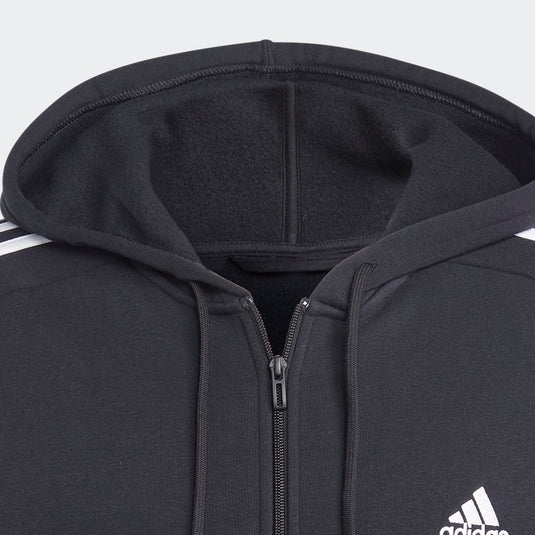 FELPA CON CAPPUCCIO ESSENTIALS FLEECE 3-STRIPES FULL-ZIP