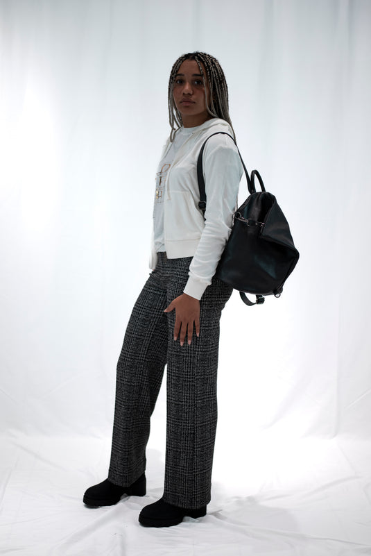 PANTALONE PALAZZO JACQUARD A QUADRI DEHA