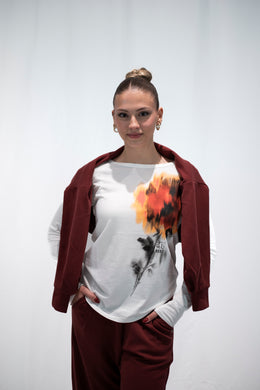 T-SHIRT MANICHE LUNGHE IN MODAL CON STAMPA DEHA