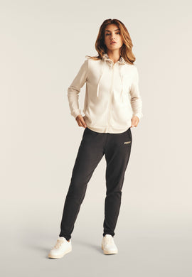 Tuta interlock con zip e collo alto interno fantasia