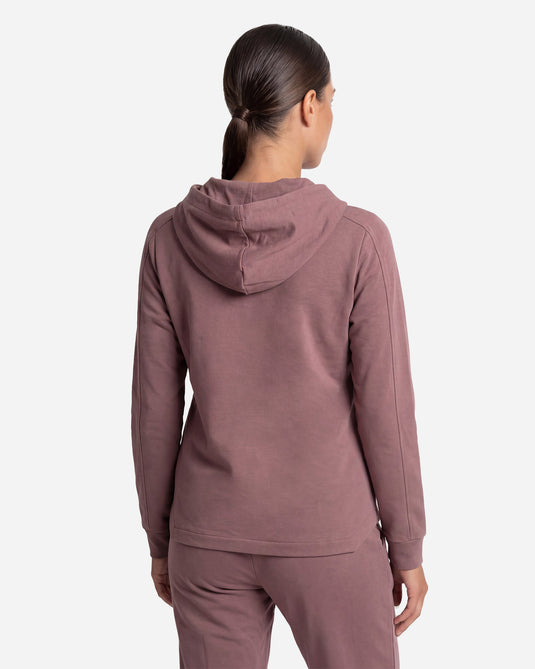 Felpa Regular Donna con Cappuccio e Zip, Fondo Asimmetrico