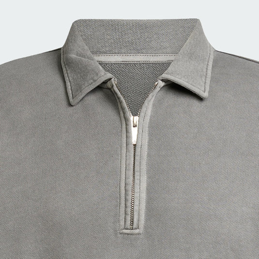 Felpa in French Terry lavato a mezza zip
