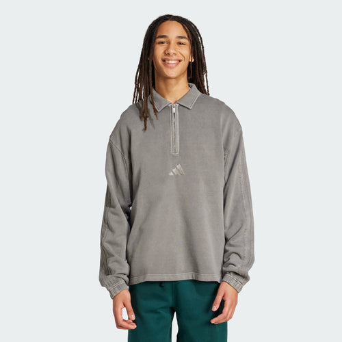 Felpa in French Terry lavato a mezza zip