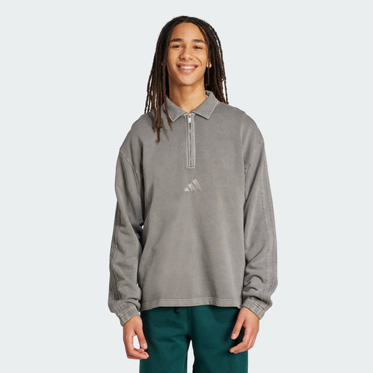 Felpa in French Terry lavato a mezza zip
