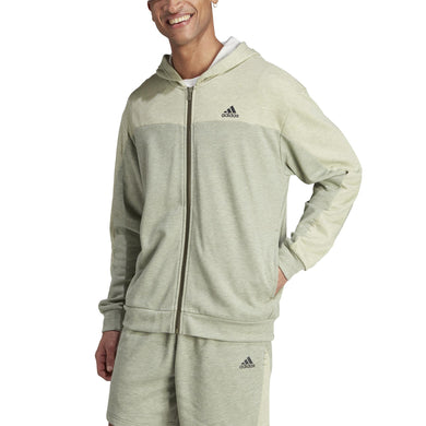Felpa melange con cappuccio e zip integrale adidas