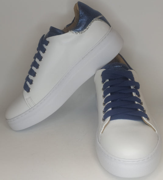 Sneakers Crown in pelle Bianco/ Blu 2648VERS