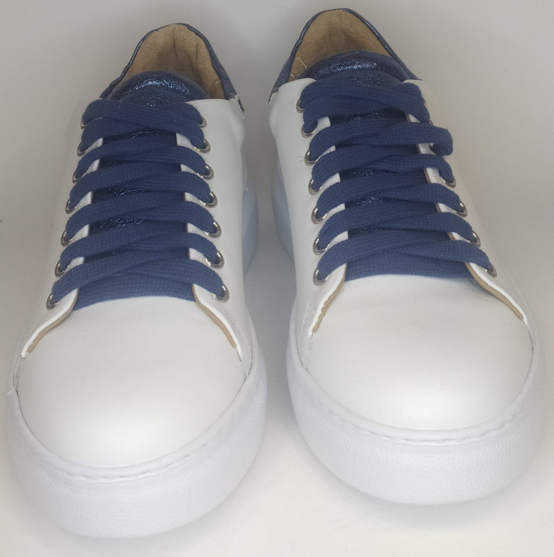 Carica immagine in Galleria Viewer, Sneakers Crown in pelle Bianco/ Blu 2648VERS
