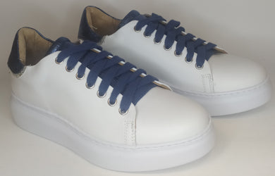 Sneakers Crown in pelle Bianco/ Blu 2648VERS