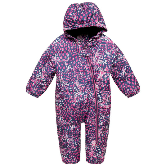 Tuta da neve isolata impermeabile per bambini Bambino II | Stampa leopardo delle nevi rosa lampone
