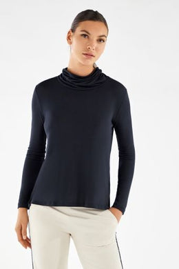 Maglia freddy dolcevita in jersey viscosa elasticizzato nero