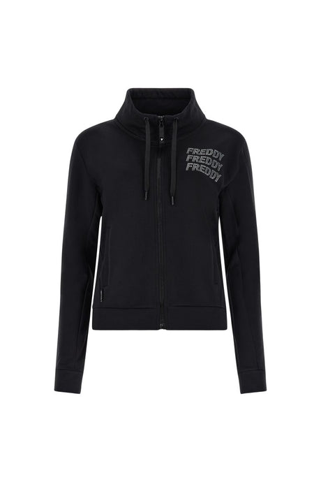 Felpa FREDDY comfort full zip con grafica in strass