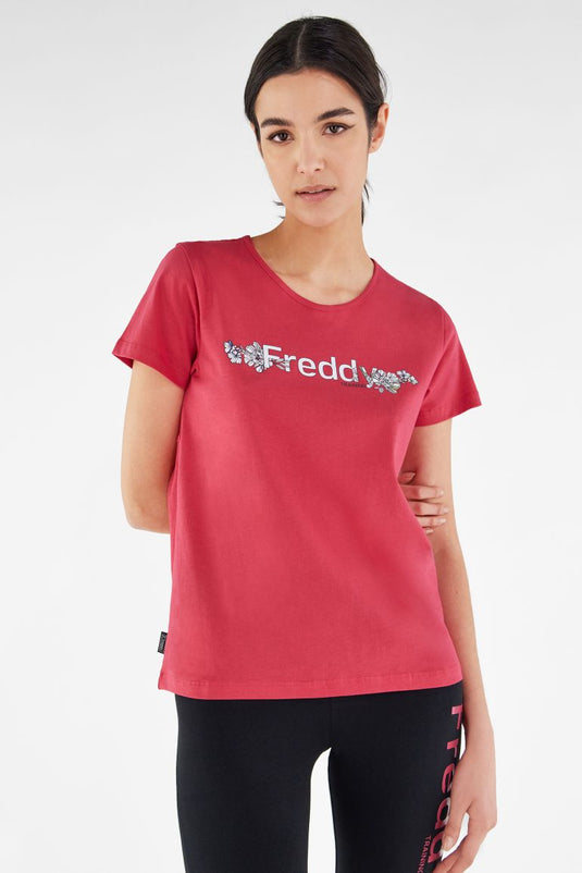 T-shirt stampa FREDDY TRAINING floreale e retro con cuciture