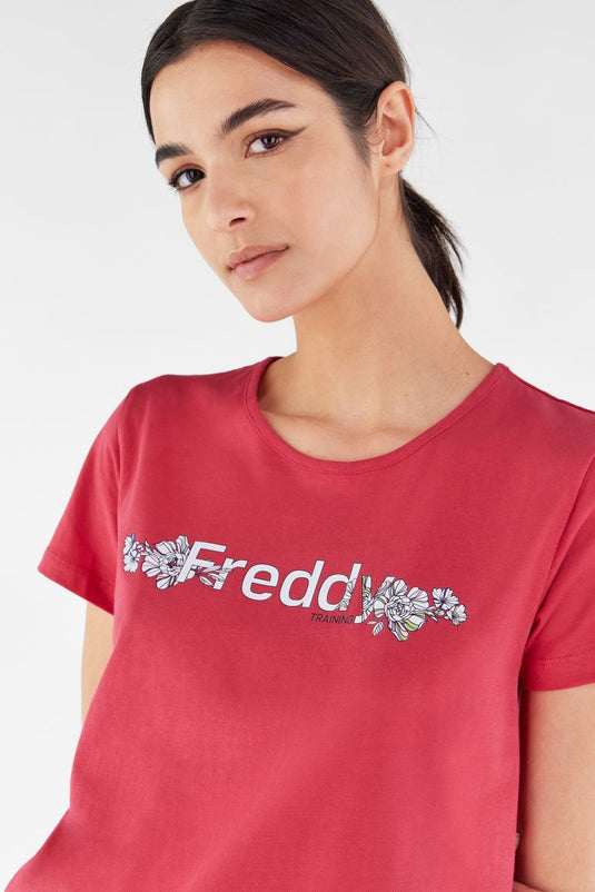T-shirt stampa FREDDY TRAINING floreale e retro con cuciture