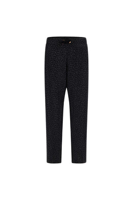 Pantaloni in satin con stampa animalier all over