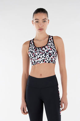 Reggiseno sportivo tessuto traspirante a fantasia all over