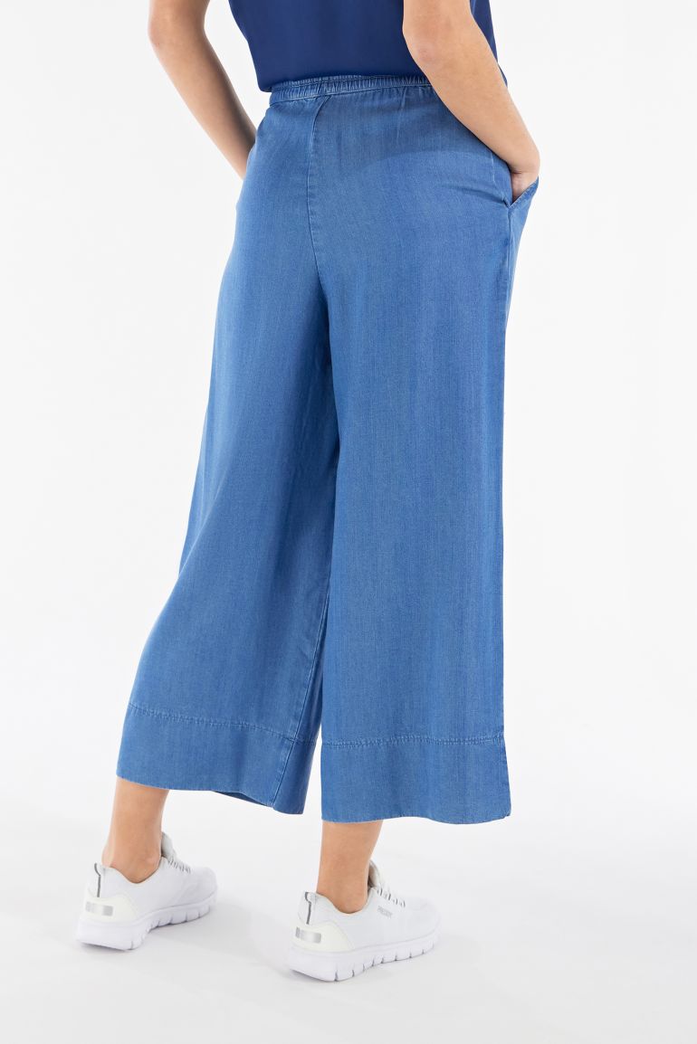 Carica immagine in Galleria Viewer, Pantaloni culotte comfort fit in denim navetta
