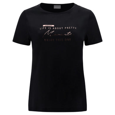 T-shirt in jersey modal con lettering oro rosa