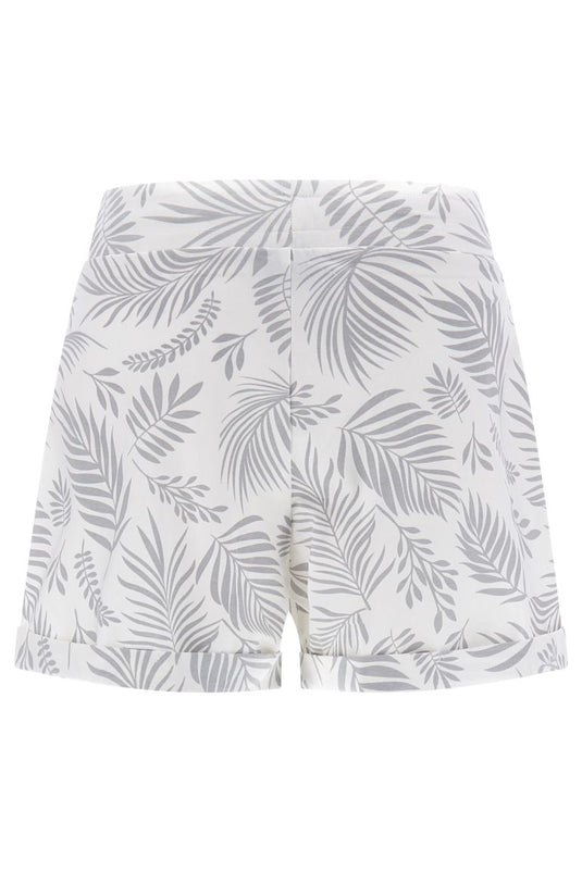 Shorts in jersey stampa foliage tropicale