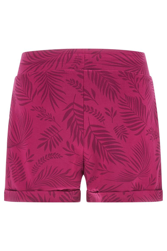 Shorts in jersey stampa foliage tropicale