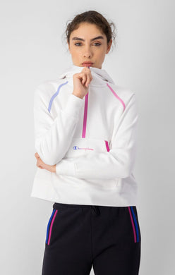Felpa CHAMPION Half Zip Con Cappuccio, Dettagli Colorati E Interno Felpato