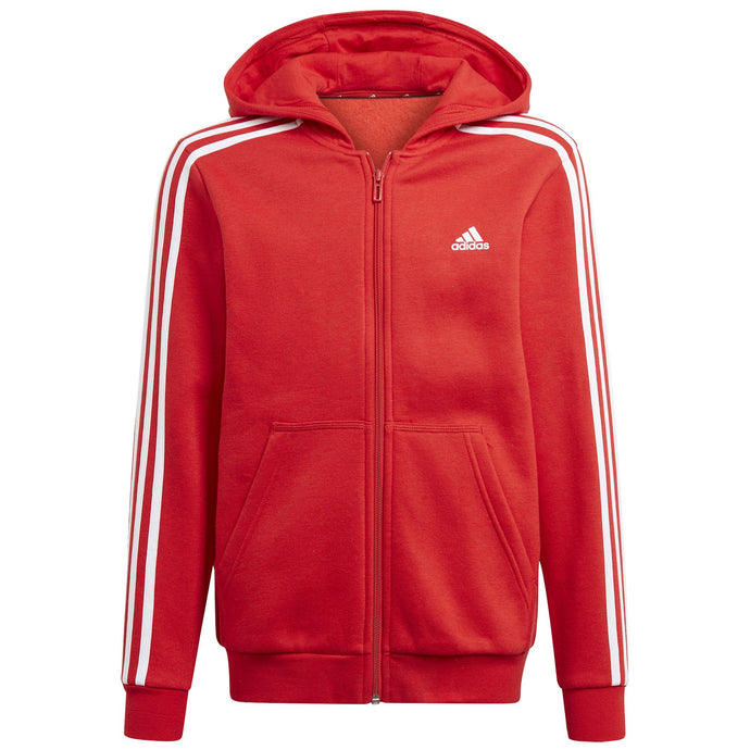 Felpa Cappuccio e Zip Essentials 3-Stripes Rossa