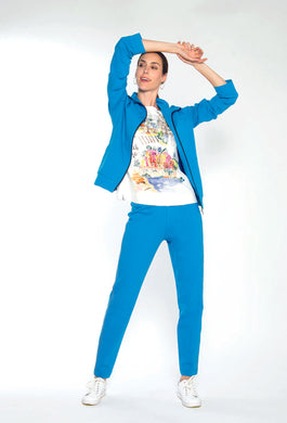 TUTA DONNA FULL ZIP CON COLLETTO COLORE BLU