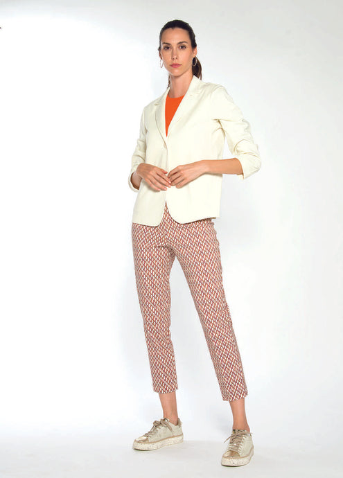 Pantalone donna fantasia arancio/panna